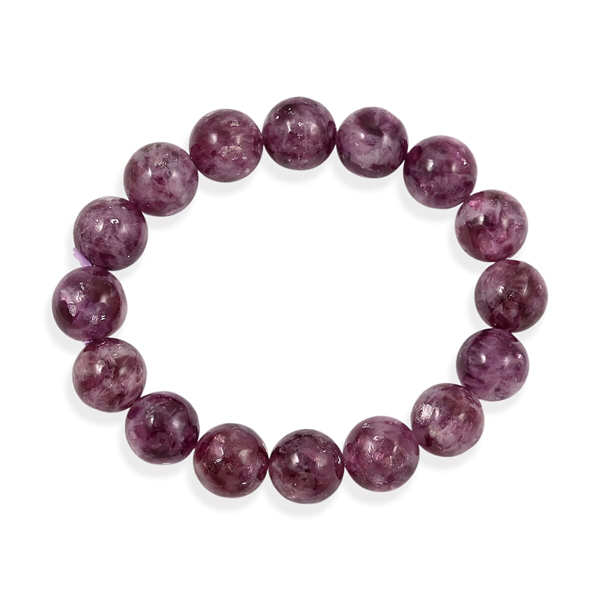 Purple Lepidolite 240.00 ctw Beaded Stretch Bracelet image number 4