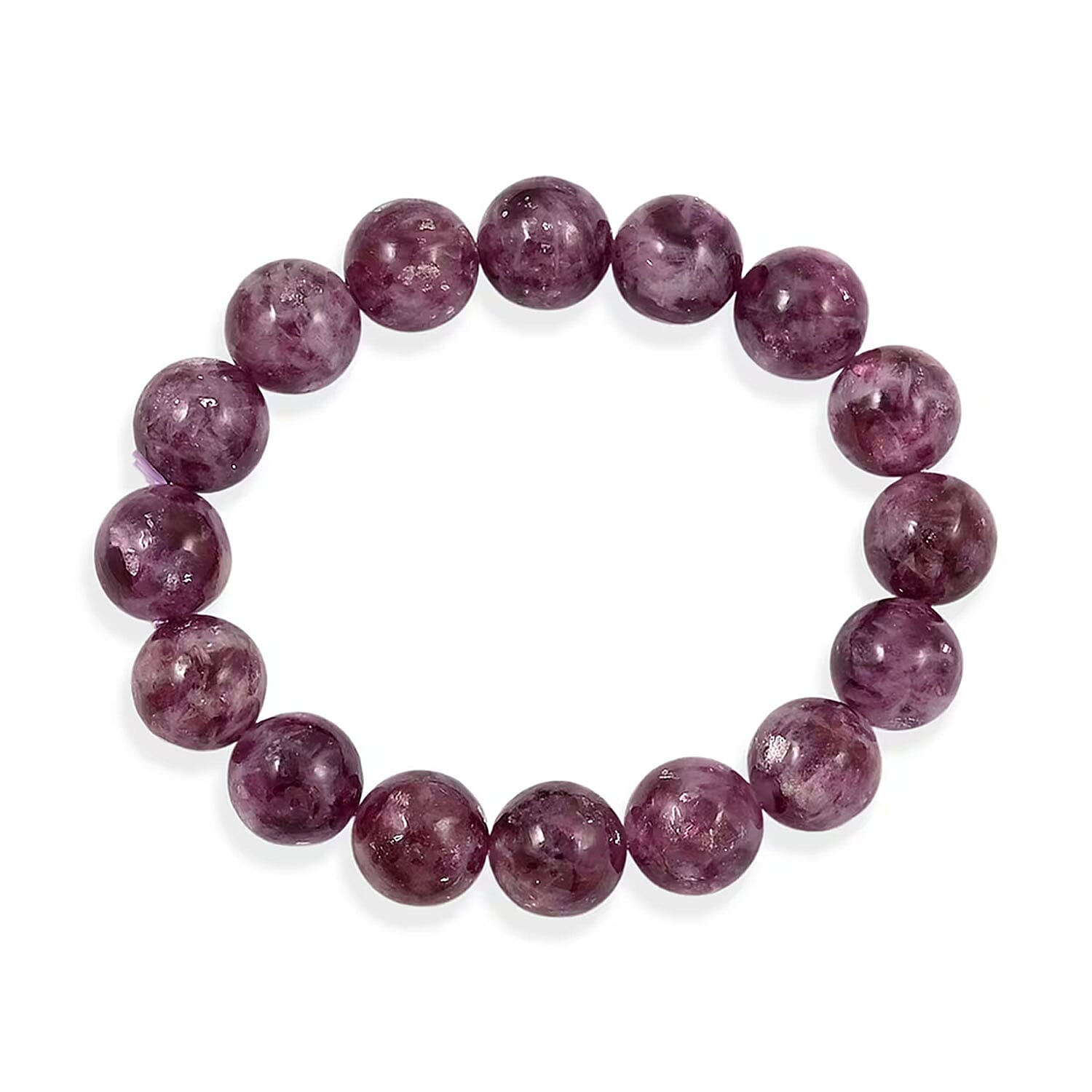 Purple Lepidolite 240.00 ctw Beaded Stretch Bracelet