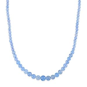 D'Joy Santa Maria Aquamarine 180.00 ctw Beaded Necklace in Rhodium Over Sterling Silver (20 Inches)