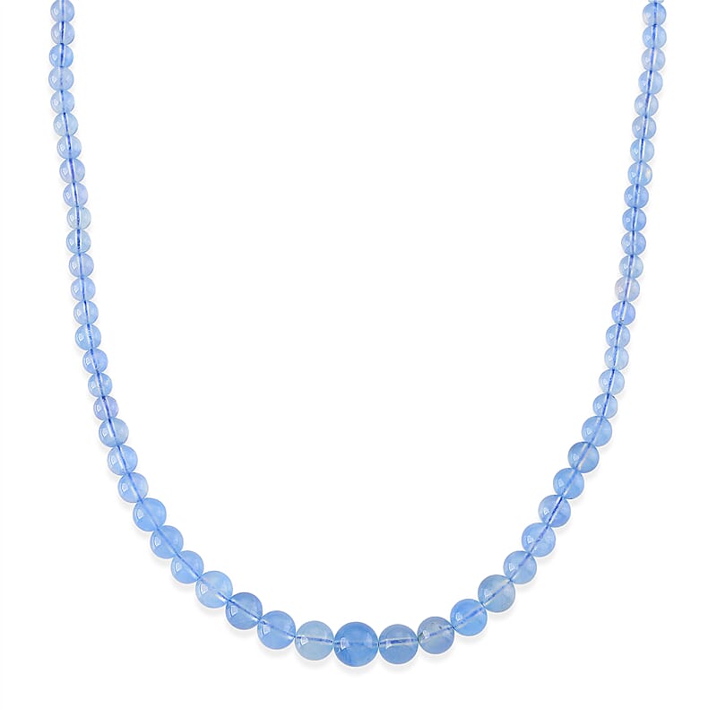 D'Joy Santa Maria Aquamarine 180.00 ctw Beaded Necklace in Rhodium Over Sterling Silver (20 Inches)