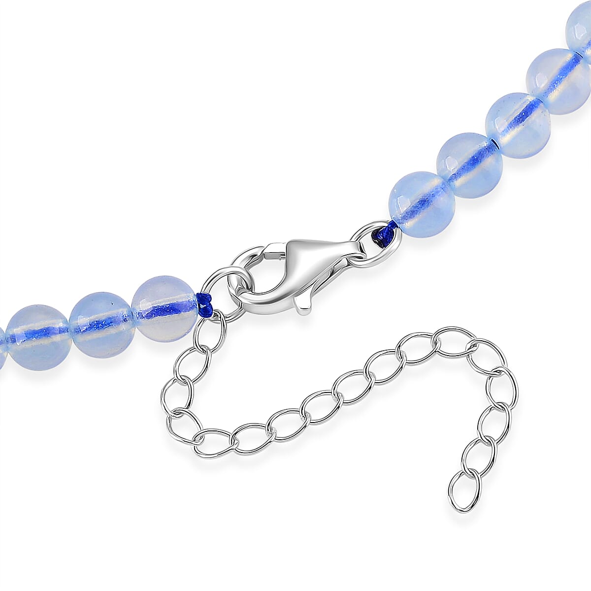 D'Joy Santa Maria Aquamarine 180.00 ctw Beaded Necklace in Rhodium Over Sterling Silver (20 Inches) image number 4