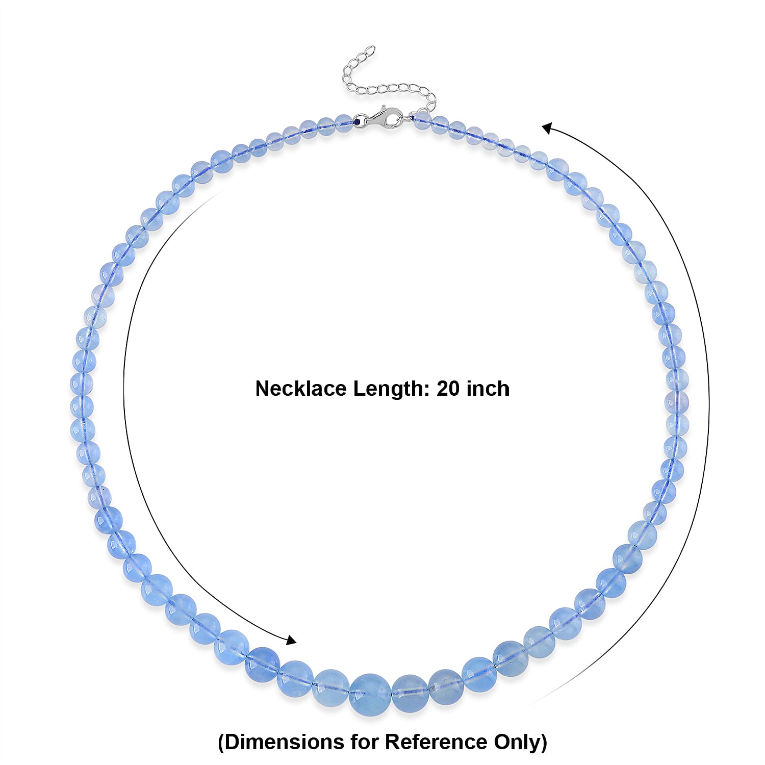 D'Joy Santa Maria Aquamarine 180.00 ctw Beaded Necklace in Rhodium Over Sterling Silver (20 Inches)