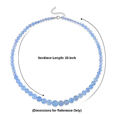 D'Joy Santa Maria Aquamarine 180.00 ctw Beaded Necklace in Rhodium Over Sterling Silver (20 Inches)