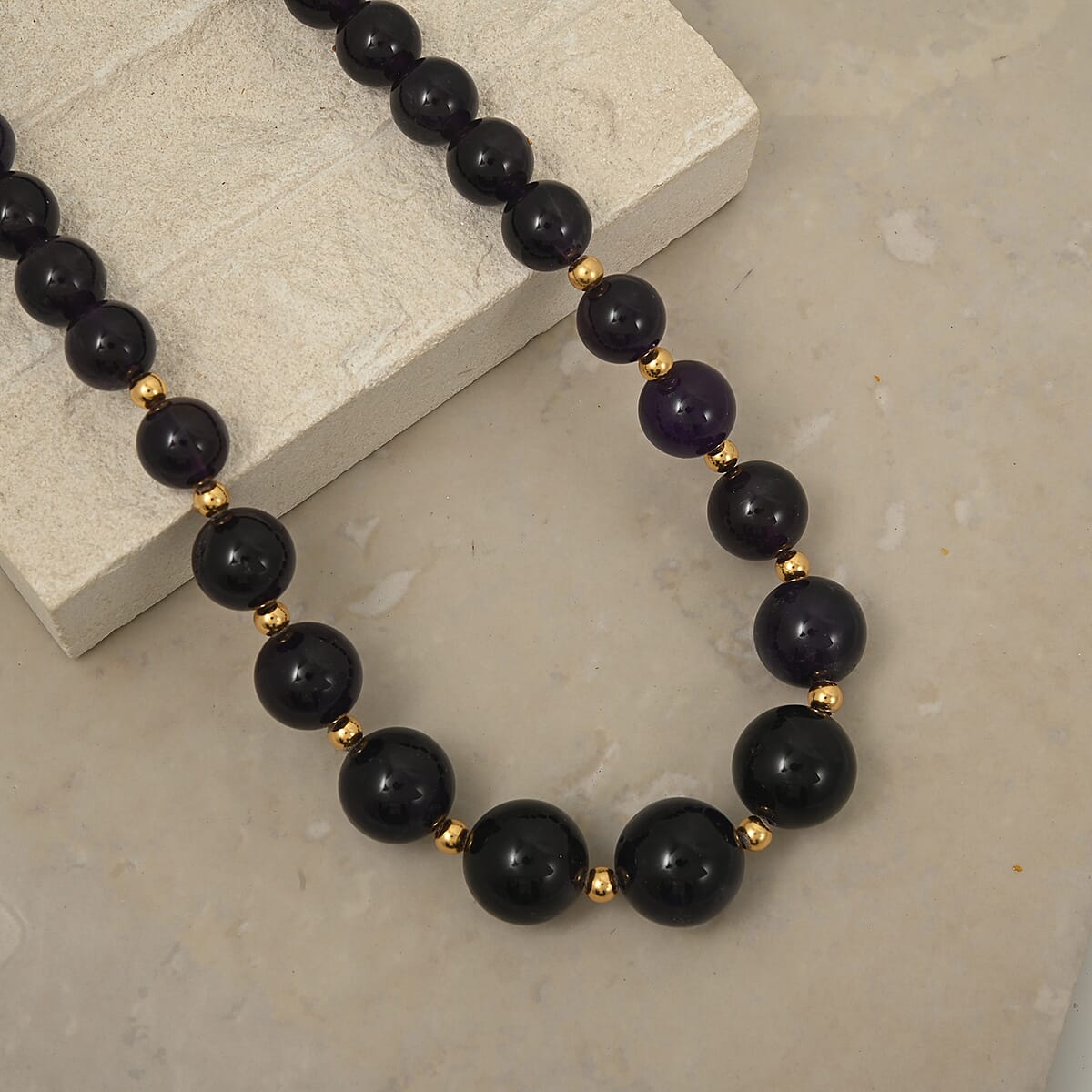 D'Joy African Amethyst 350.00 ctw Beaded Necklace in 18K Vermeil YG Over Sterling Silver (20 Inches) image number 1