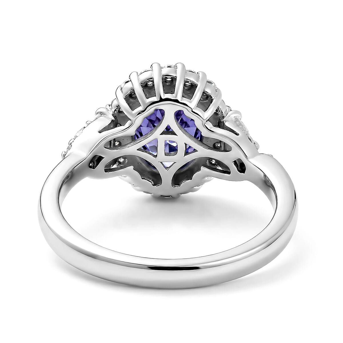 Certified and Appraised D'Joy Catalina Iolite and Moissanite 2.00 ctw Ring in Rhodium Over Sterling Silver (Size 10.0) (Del. in 7-10 Days) image number 4