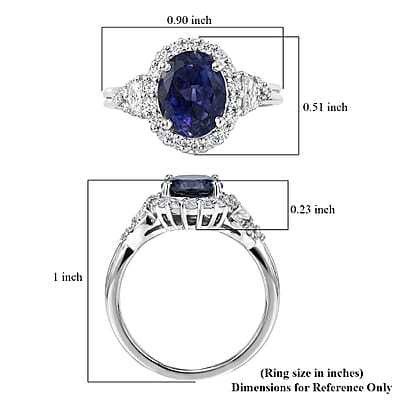 Certified and Appraised D'Joy Catalina Iolite and Moissanite 2.00 ctw Ring in Rhodium Over Sterling Silver (Size 6.0)