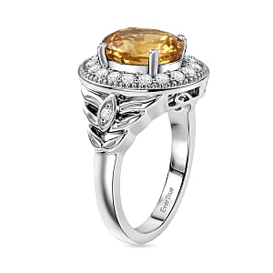 EverTrue Brazilian Citrine and White Zircon 3.10 ctw Ring in Platinum Bond (Size 10.0)