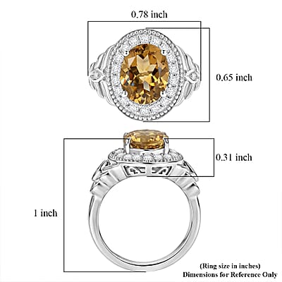 EverTrue Brazilian Citrine and White Zircon 3.10 ctw Ring in Platinum Bond (Size 10.0)