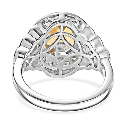 EverTrue Brazilian Citrine and White Zircon 3.10 ctw Ring in Platinum Bond (Size 5.0)