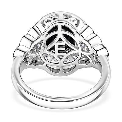 EverTrue Thai Black Spinel and White Zircon 4.10 ctw Ring in Platinum Bond (Size 10.0)