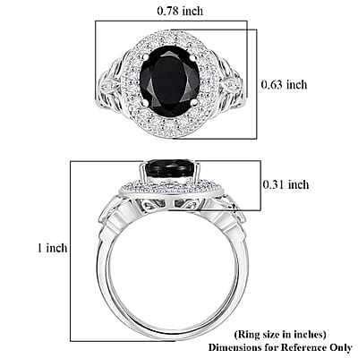 EverTrue Thai Black Spinel and White Zircon 4.10 ctw Ring in Platinum Bond (Size 10.0)