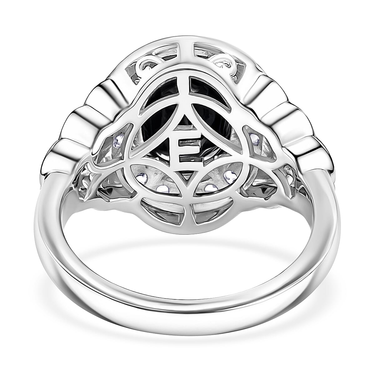 EverTrue Thai Black Spinel, White Zircon Ring in Platinum Bond (Size 10.0) 4.10 ctw image number 4
