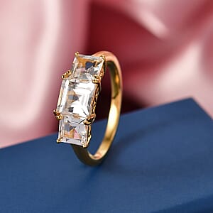 EverTrue Lab Created White Sapphire 3.25 ctw Trilogy Ring in 18K YG Plated (Size 10.0)