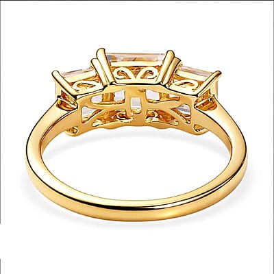 EverTrue Lab Created White Sapphire 3.25 ctw Trilogy Ring in 18K YG Plated (Size 11.0)