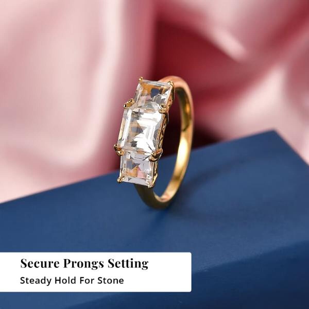 EverTrue Lab Created White Sapphire 3.25 ctw Trilogy Ring in 18K YG Plated (Size  6.0) image number 3