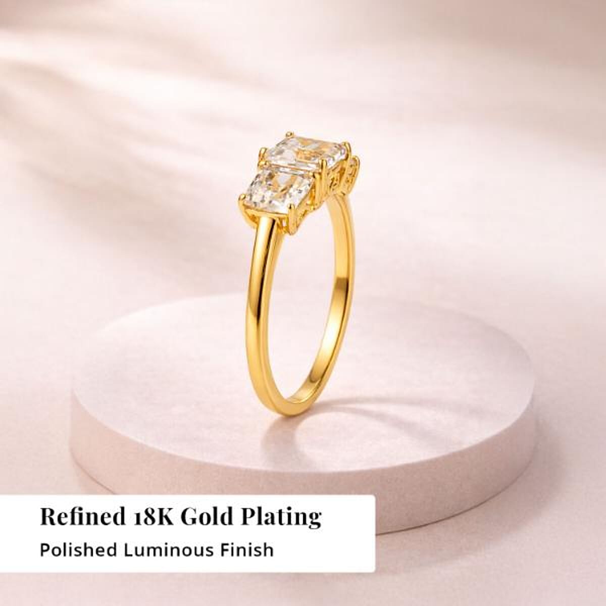 EverTrue Lab Created White Sapphire 3.25 ctw Trilogy Ring in 18K YG Plated (Size  9.0) image number 2