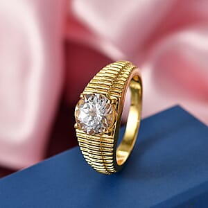EverTrue Lab Created White Sapphire 4.00 ctw Men's Ring in 18K YG Plated (Size  10.0)