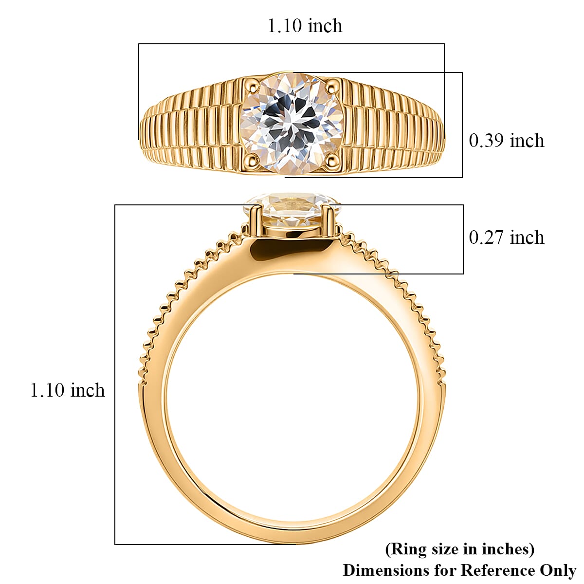 EverTrue Lab Created White Sapphire 4.00 ctw Men's Ring in 18K YG Plated (Size  10.0) image number 5