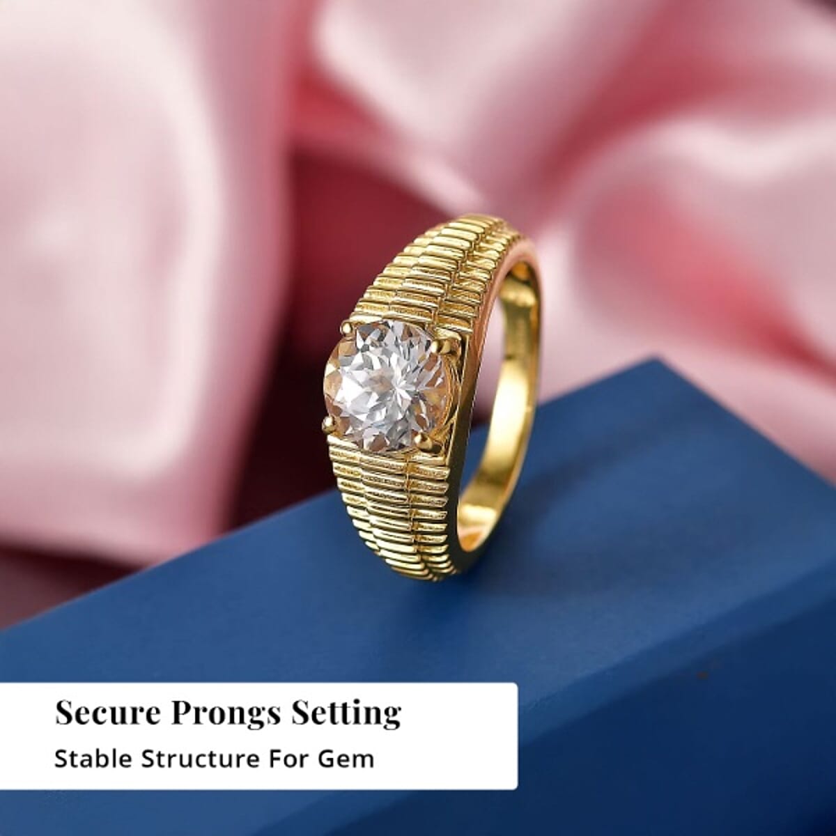 EverTrue Lab Created White Sapphire 4.00 ctw Men's Ring in 18K YG Plated (Size 12.0 image number 3