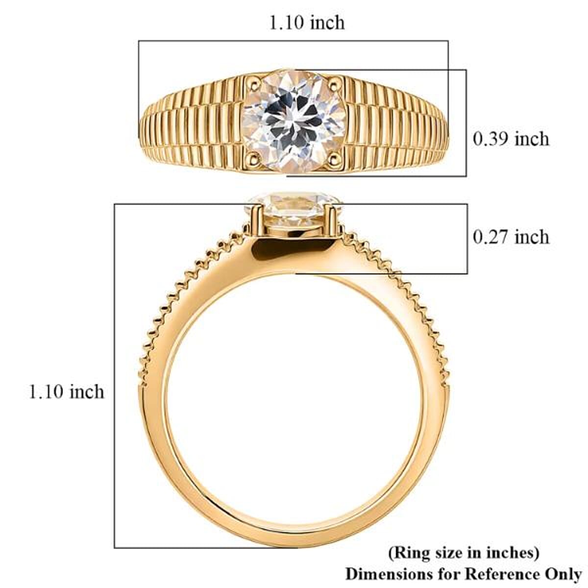 EverTrue Lab Created White Sapphire 4.00 ctw Men's Ring in 18K YG Plated (Size 13.0 image number 5