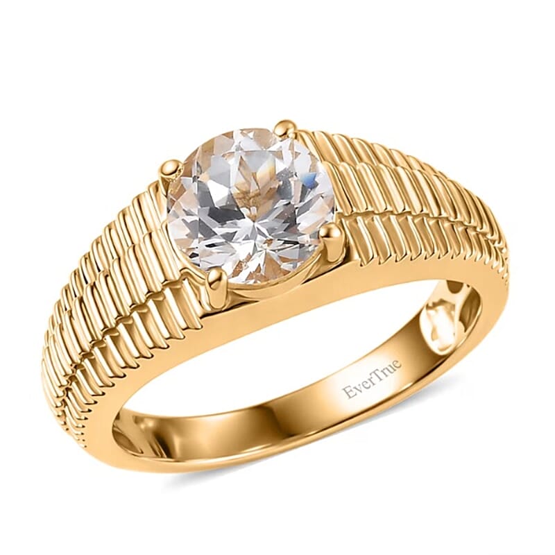 EverTrue Lab Created White Sapphire 4.00 ctw Men's Ring in 18K YG Plated (Size 14.0