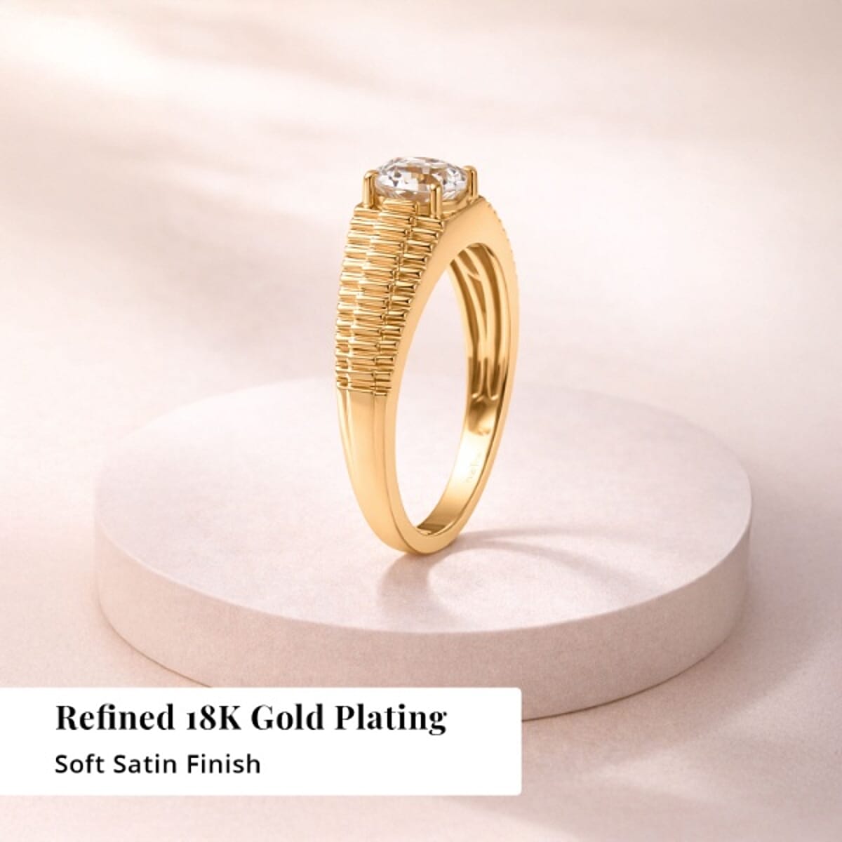 EverTrue Lab Created White Sapphire 4.00 ctw Men's Ring in 18K YG Plated (Size 14.0 image number 2