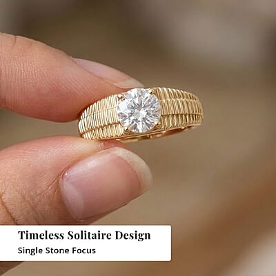 EverTrue Lab Created White Sapphire 4.00 ctw Men's Ring in 18K YG Plated (Size 14.0