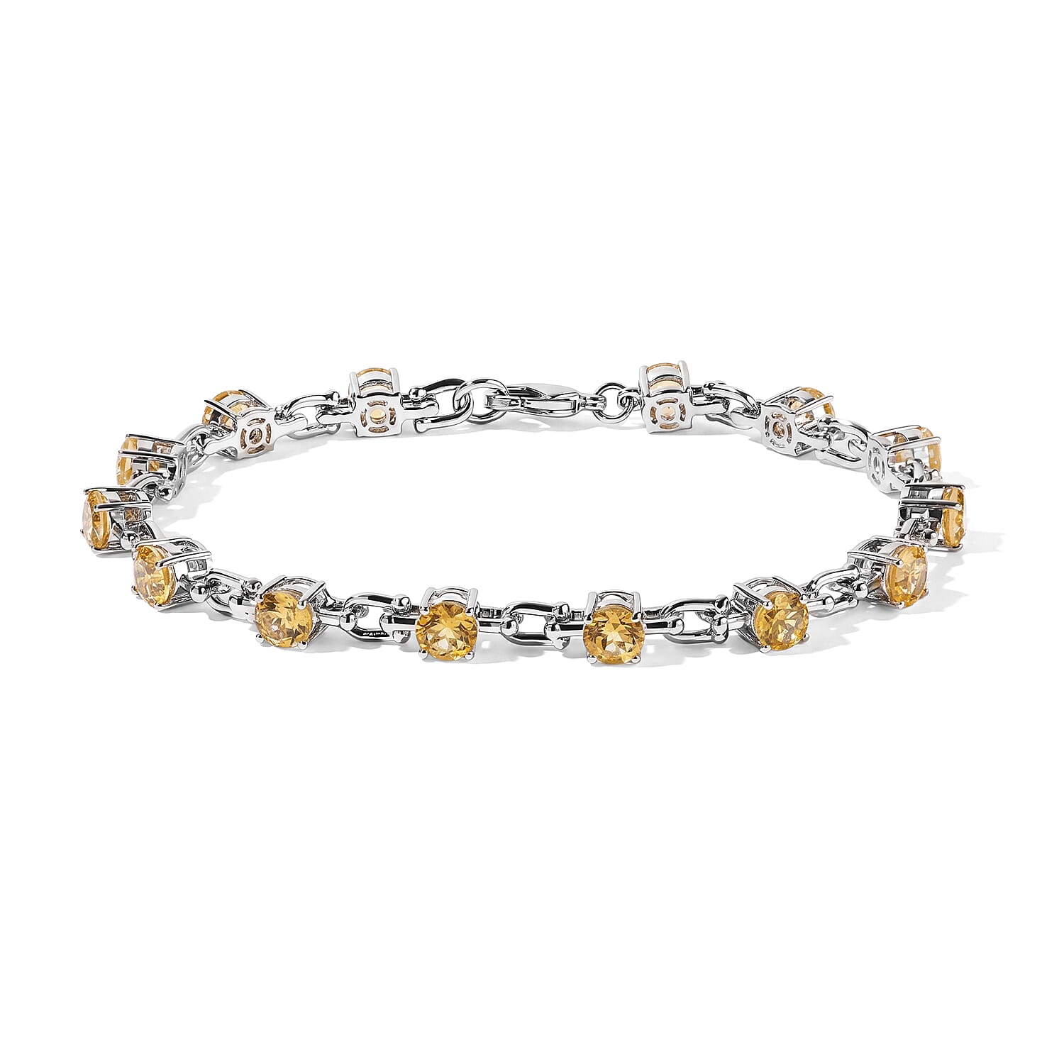 EverTrue Brazilian Citrine 7.20 ctw Station Bracelet in Platinum Bond (8.00 In)