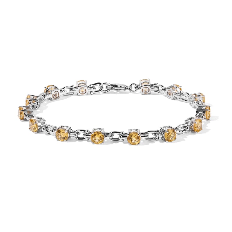EverTrue Brazilian Citrine 7.20 ctw Station Bracelet in Platinum Bond (8.00 In)