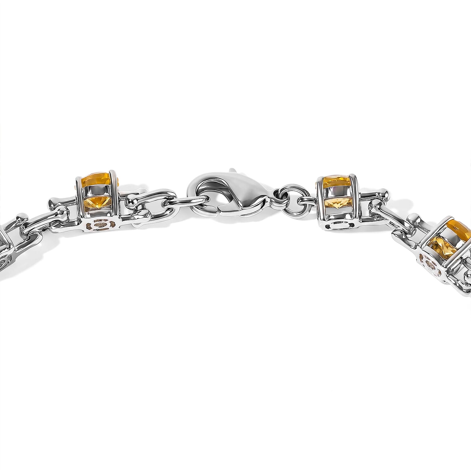 EverTrue Brazilian Citrine 7.20 ctw Station Bracelet in Platinum Bond (8.00 In)