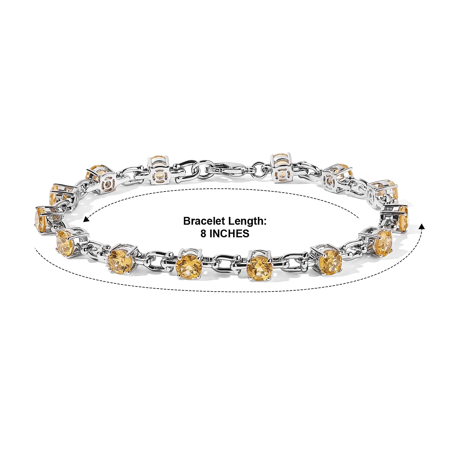 EverTrue Brazilian Citrine 7.20 ctw Station Bracelet in Platinum Bond (8.00 In)
