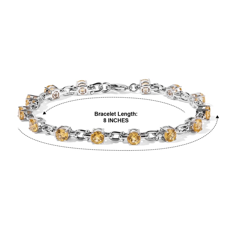 EverTrue Brazilian Citrine 7.20 ctw Station Bracelet in Platinum Bond (8.00 In)