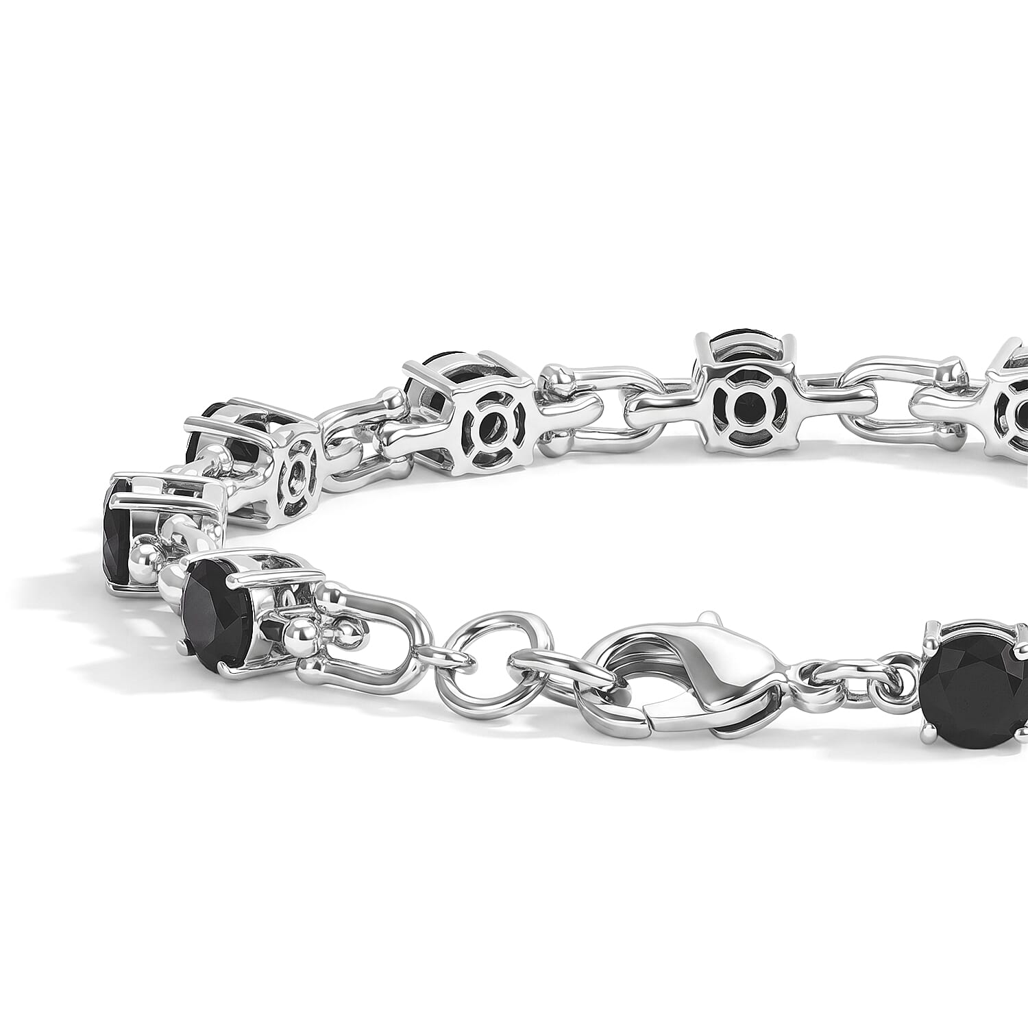 EverTrue Thai Black Spinel 5.70 ctw Station Bracelet in Platinum Bond (8.00 In)