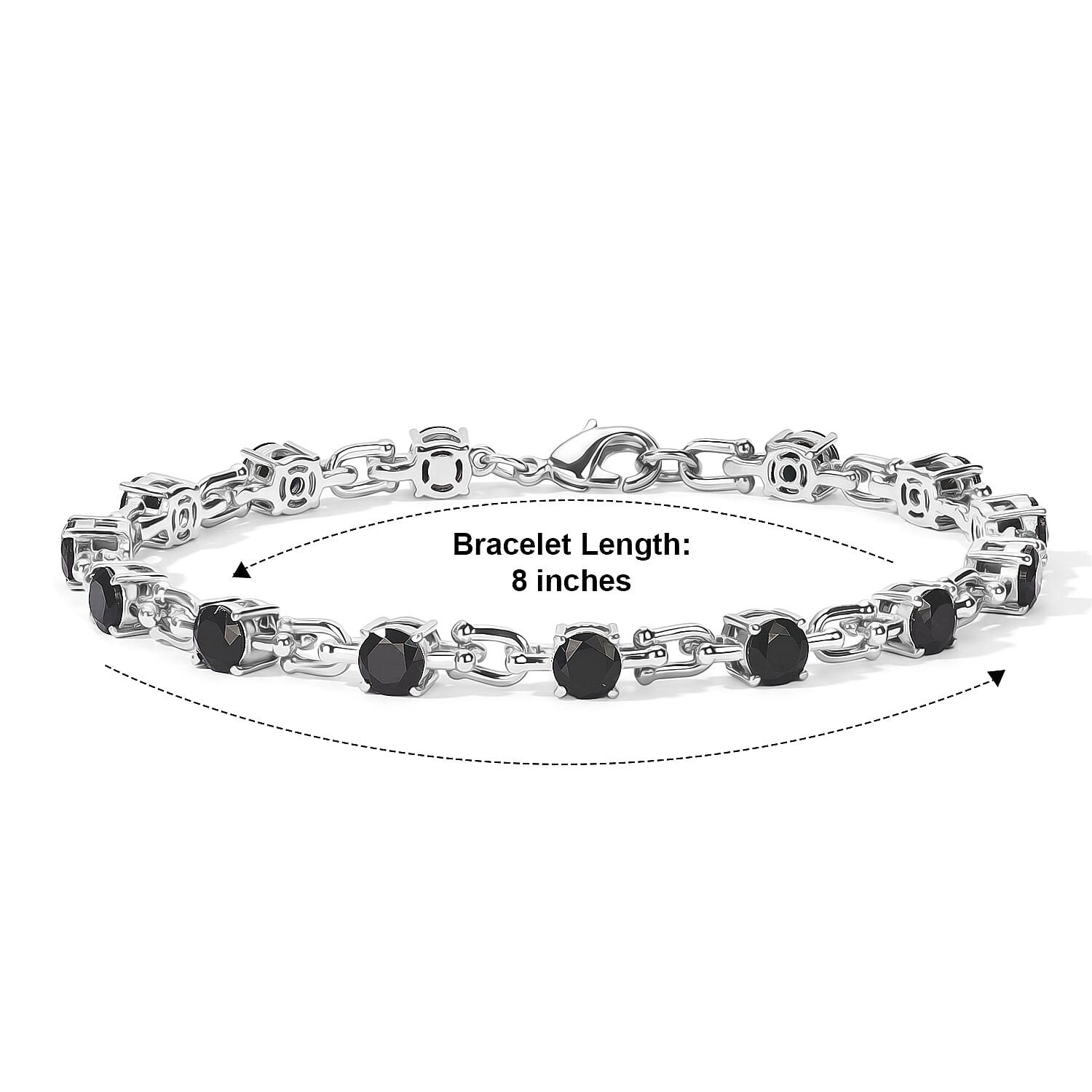 EverTrue Thai Black Spinel 5.70 ctw Station Bracelet in Platinum Bond (8.00 In)