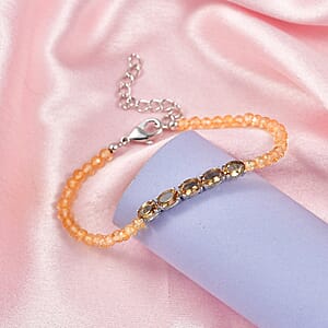 EverTrue Autumn Alexite and Brazilian Citrine 11.20 ctw Beaded Fire Line Bracelet in Platinum Bond (6.5-8.00In)