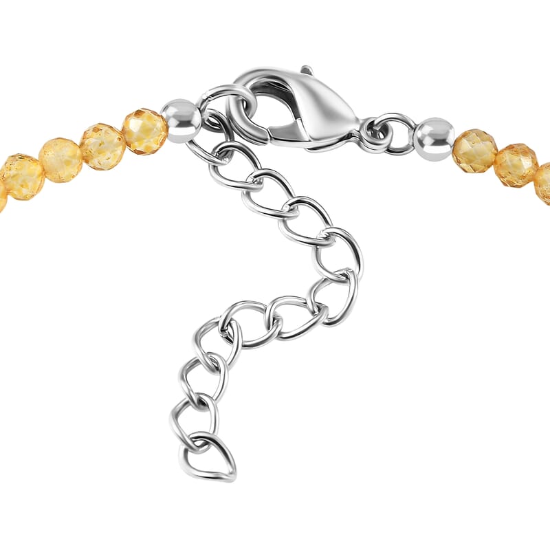 EverTrue Autumn Alexite and Brazilian Citrine 23.00 ctw Beaded Fire Line Bracelet in Platinum Bond (6.5-8.00In)