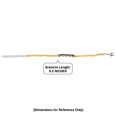 EverTrue Autumn Alexite and Brazilian Citrine 23.00 ctw Beaded Fire Line Bracelet in Platinum Bond (6.5-8.00In)