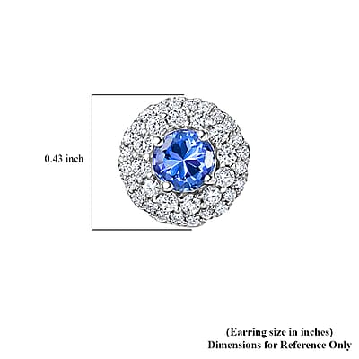 Certified & Appraised D'Joy Premium Tanzanite and Moissanite 1.70 ctw Earrings in Rhodium Over Sterling Silver