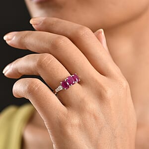 Certified & Appraised D'Joy Premium Montepuez Ruby and Moissanite 4.00 ctw Ring in Rhodium Over Sterling Silver (Size 10.0)
