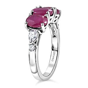 Certified & Appraised D'Joy Premium Montepuez Ruby and Moissanite 4.00 ctw Ring in Rhodium Over Sterling Silver (Size 10.0)