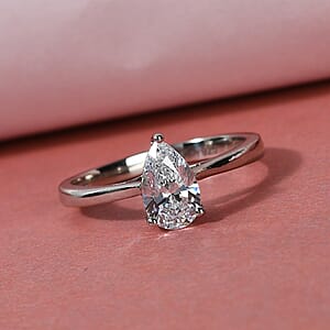 Swarovski Zirconia Ring (Size 5.5) in Platinum Over Sterling Silver 0.88 ctw