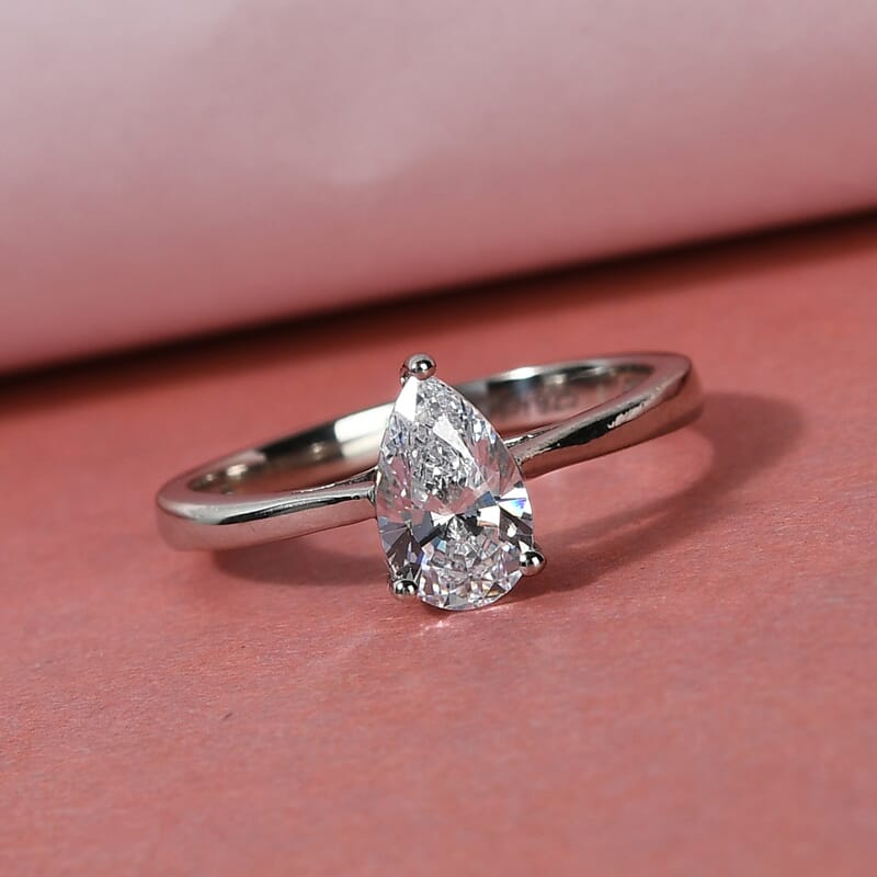 Swarovski Zirconia Ring (Size 8.0) in Platinum Over Sterling Silver 0.88 ctw