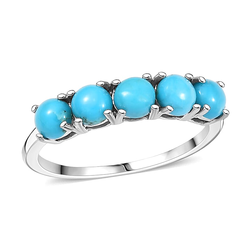 Sleeping Beauty Turquoise Ring (Size 7.5) in Platinum Over Sterling Silver 1.43 ctw