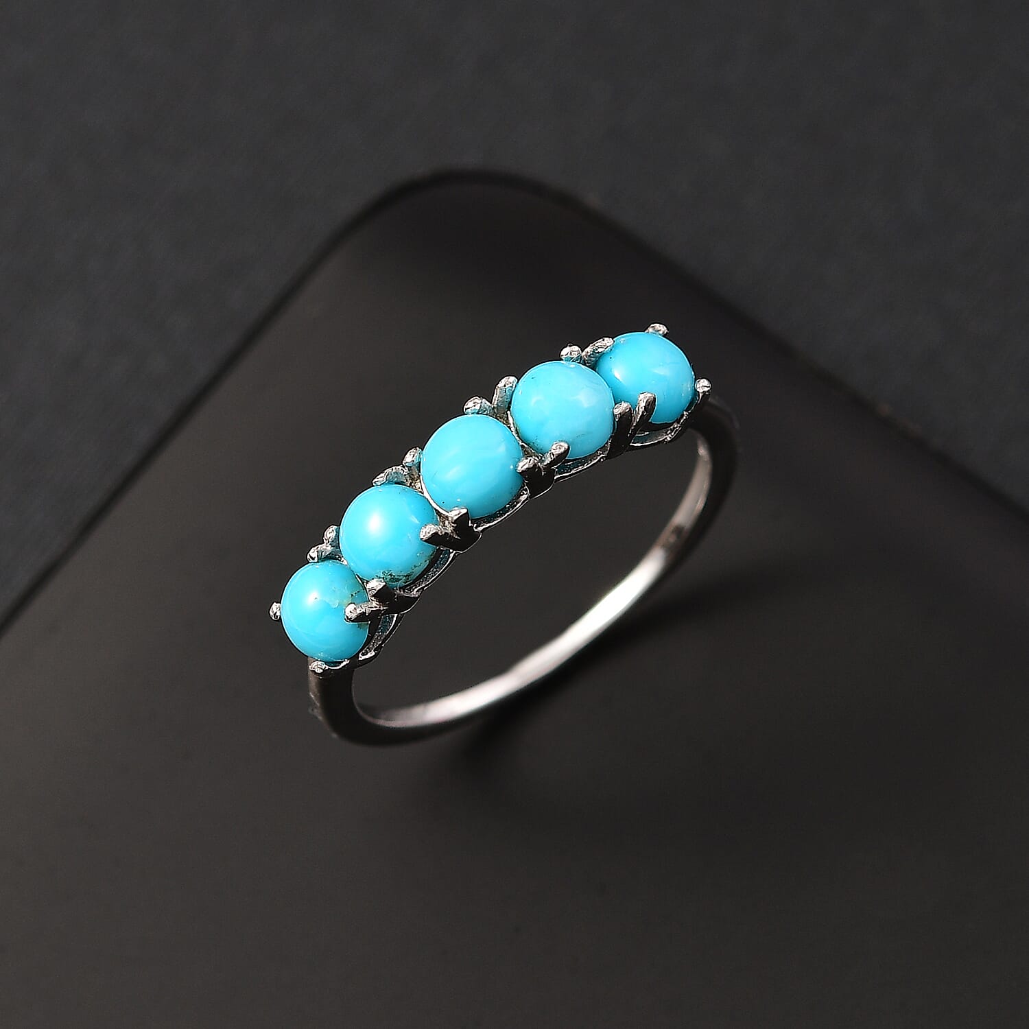 Sleeping Beauty Turquoise Ring (Size 7.5) in Platinum Over Sterling Silver 1.43 ctw