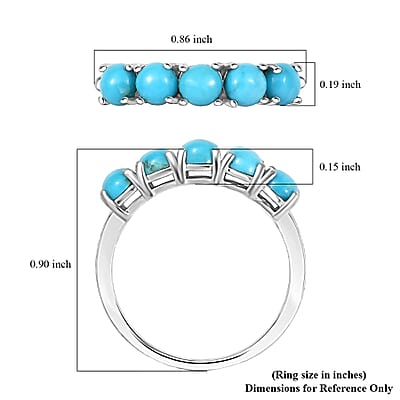 Sleeping Beauty Turquoise Ring (Size 7.5) in Platinum Over Sterling Silver 1.43 ctw