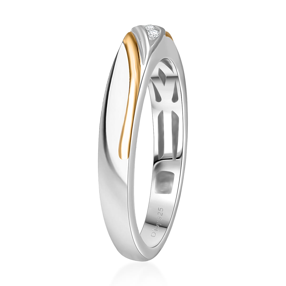 White Diamond Ring (Size 5.0) in Platinum Over Sterling Silver 0.05 ctw  (Size 5.0)