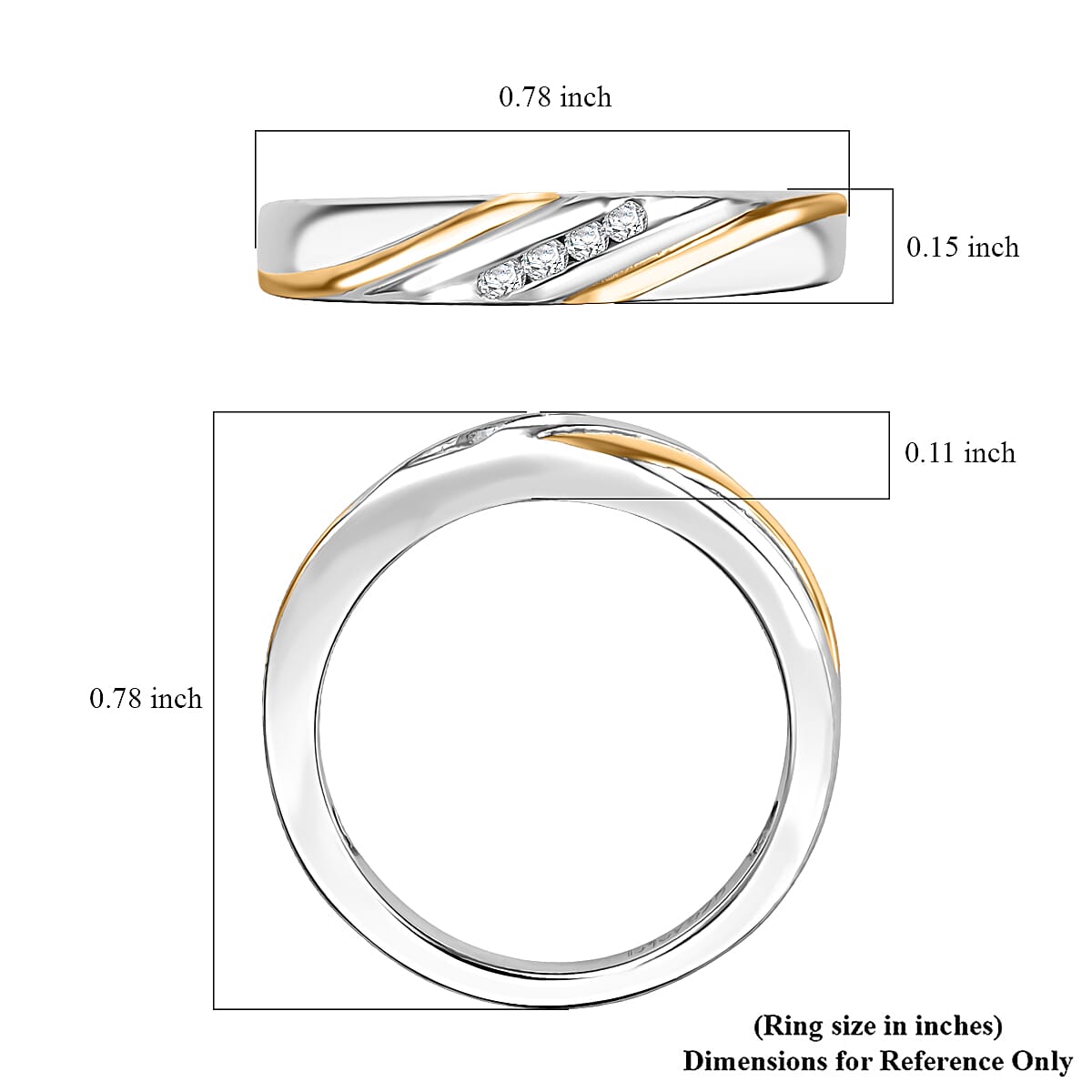 White Diamond Ring (Size 5.0) in Platinum Over Sterling Silver 0.05 ctw  (Size 5.0)
