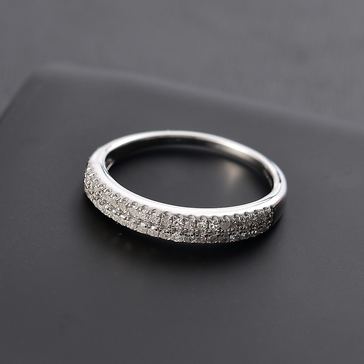 White Diamond Ring (Size 7.0) in Platinum Over Sterling Silver 0.25 ctw