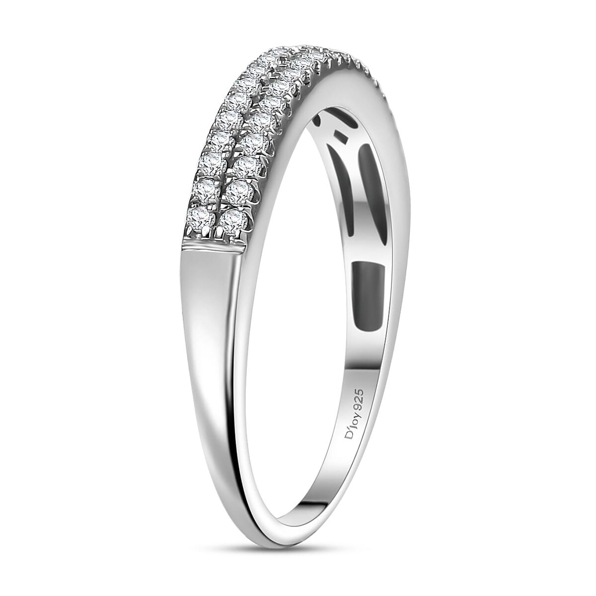 White Diamond Ring (Size 7.0) in Platinum Over Sterling Silver 0.25 ctw