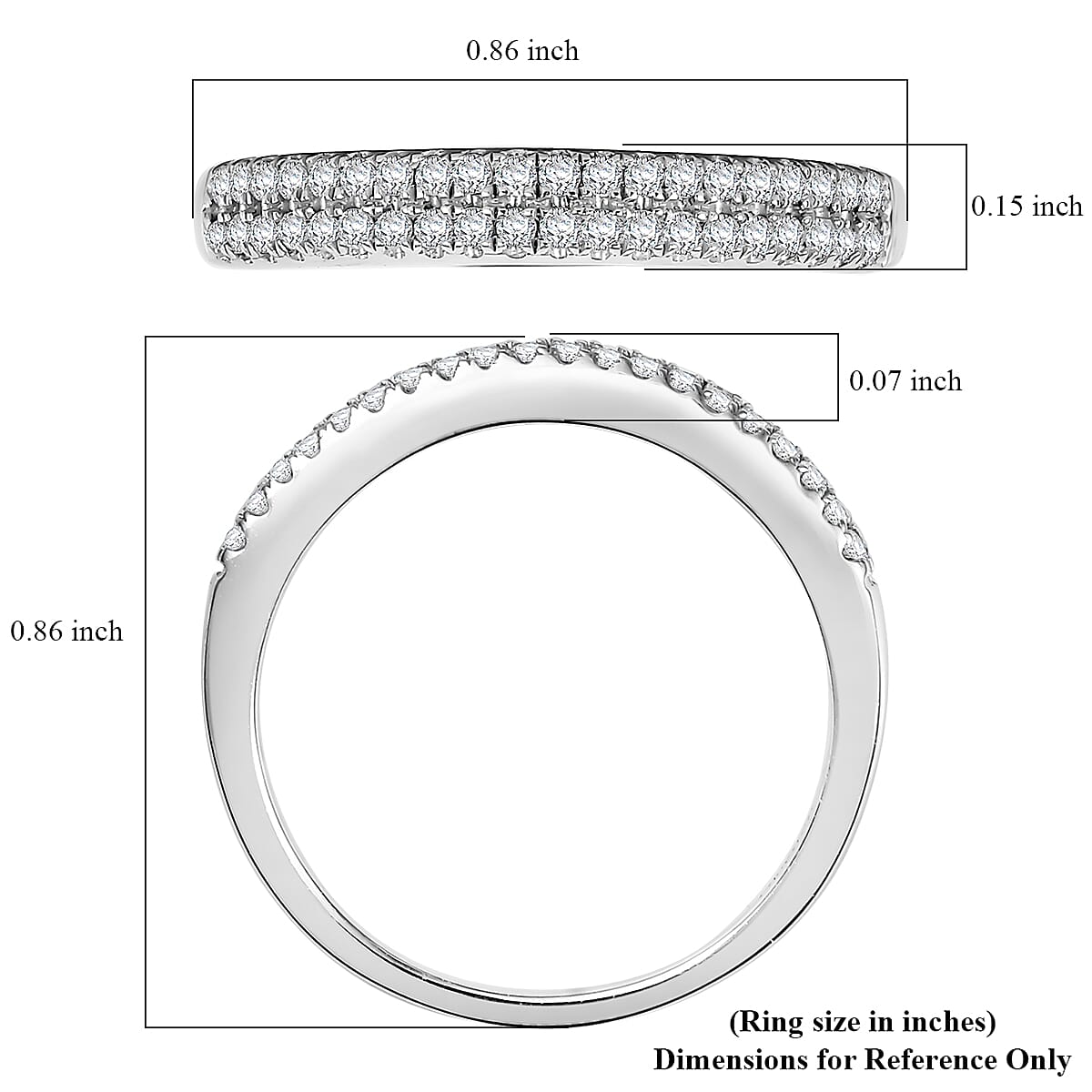White Diamond Ring (Size 7.0) in Platinum Over Sterling Silver 0.25 ctw